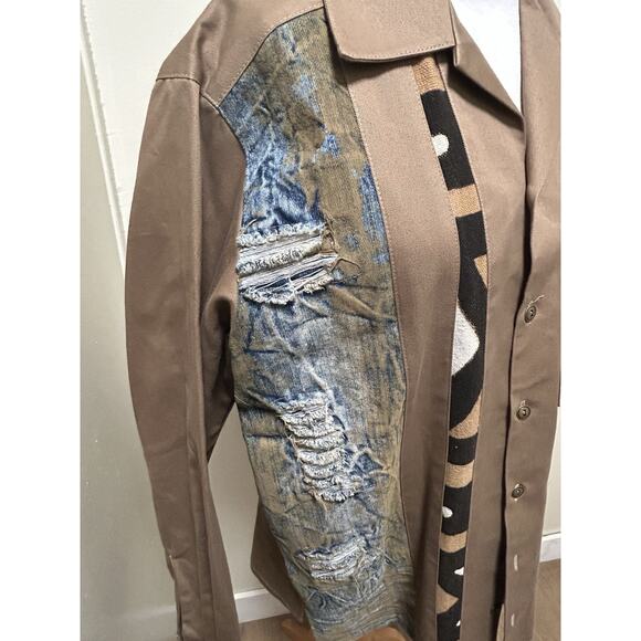 Vintage James Brumfield Designs Jacket Coat Tan Overshirt Western - Size M - Picture 3 of 8